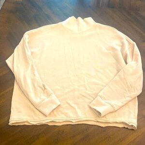 Madewell mock neck drop shoulder pink sweatshirt size small.